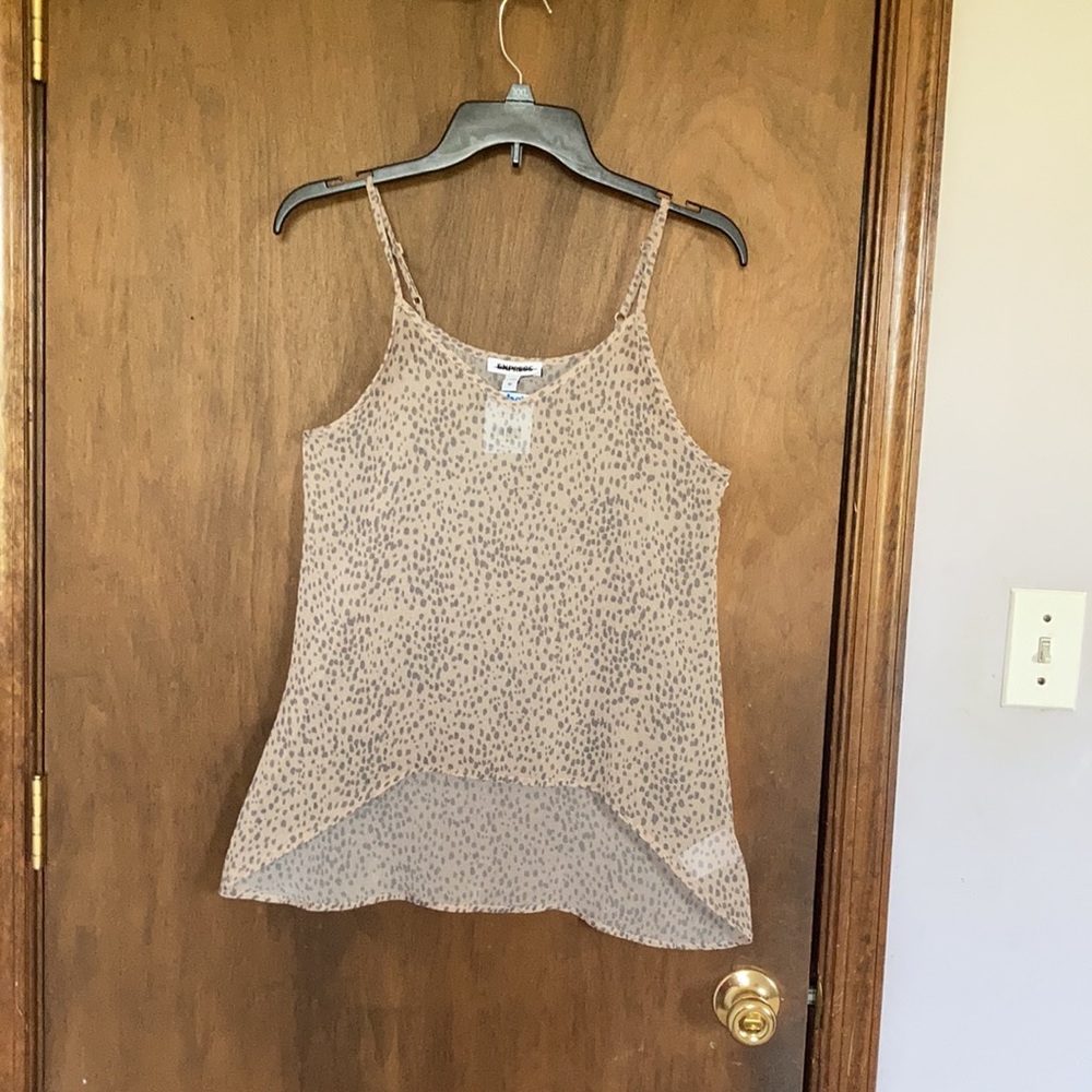 Express sheer high low print top size XS